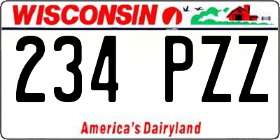 WI license plate 234PZZ