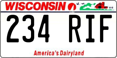 WI license plate 234RIF