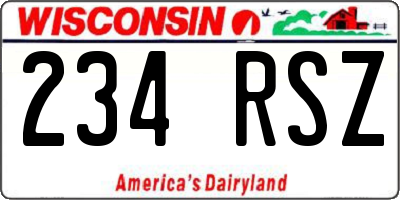 WI license plate 234RSZ