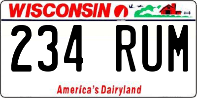 WI license plate 234RUM