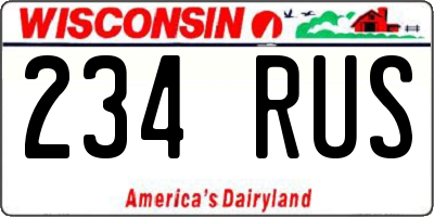 WI license plate 234RUS