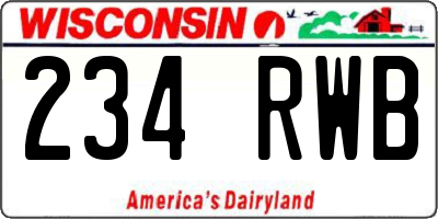 WI license plate 234RWB