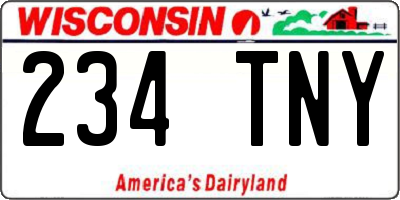 WI license plate 234TNY