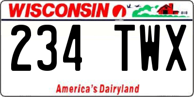 WI license plate 234TWX