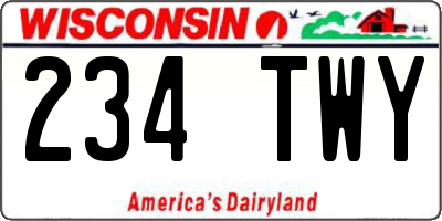 WI license plate 234TWY