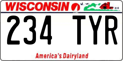 WI license plate 234TYR