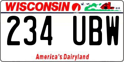 WI license plate 234UBW
