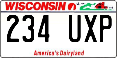 WI license plate 234UXP