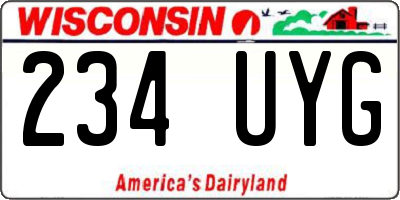 WI license plate 234UYG