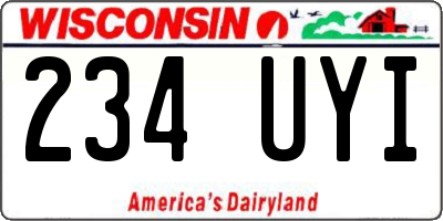 WI license plate 234UYI