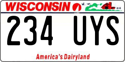 WI license plate 234UYS