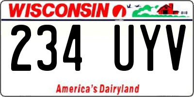 WI license plate 234UYV