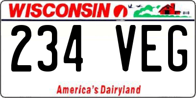 WI license plate 234VEG