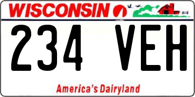 WI license plate 234VEH