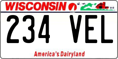 WI license plate 234VEL