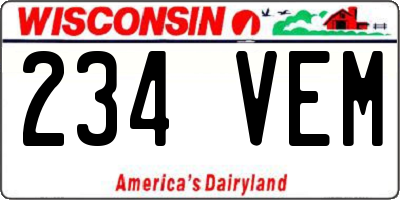 WI license plate 234VEM