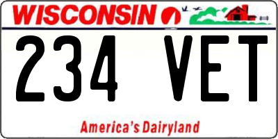 WI license plate 234VET