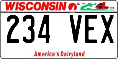 WI license plate 234VEX