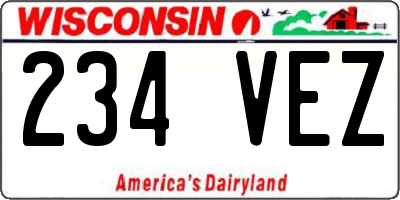 WI license plate 234VEZ