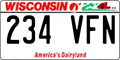 WI license plate 234VFN