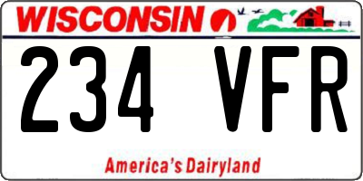 WI license plate 234VFR