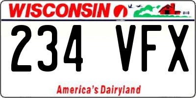 WI license plate 234VFX