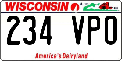 WI license plate 234VPO