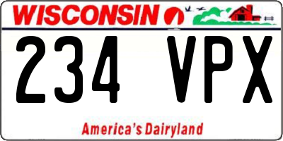WI license plate 234VPX