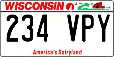 WI license plate 234VPY