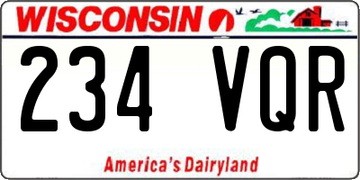 WI license plate 234VQR
