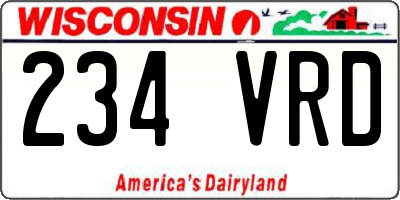WI license plate 234VRD