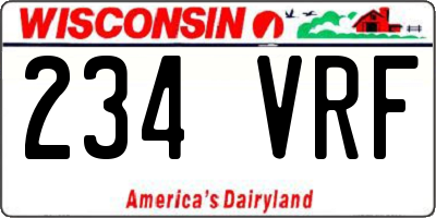 WI license plate 234VRF