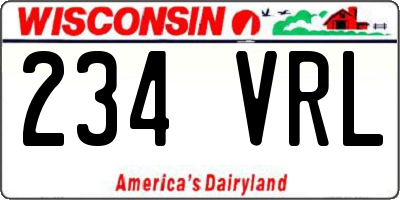 WI license plate 234VRL