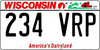 WI license plate 234VRP