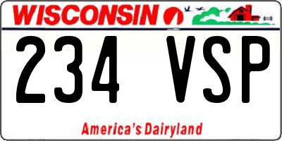 WI license plate 234VSP