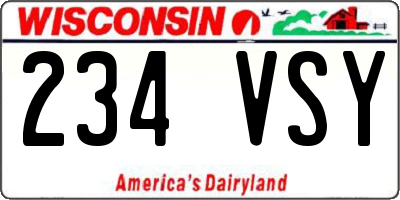 WI license plate 234VSY