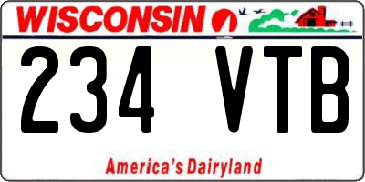 WI license plate 234VTB