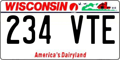 WI license plate 234VTE
