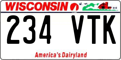 WI license plate 234VTK