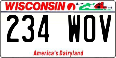 WI license plate 234WOV
