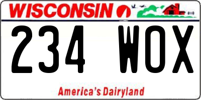 WI license plate 234WOX