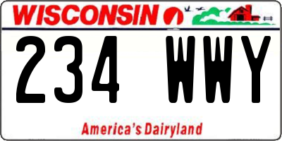 WI license plate 234WWY