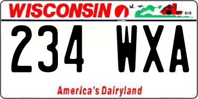 WI license plate 234WXA