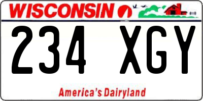 WI license plate 234XGY