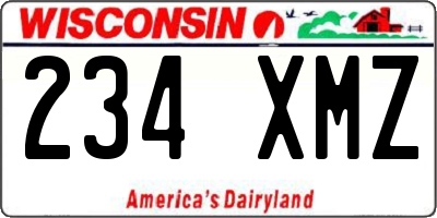WI license plate 234XMZ