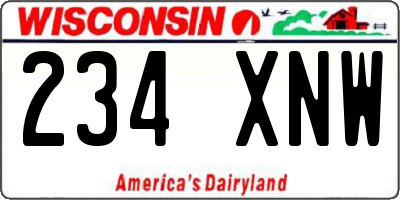 WI license plate 234XNW