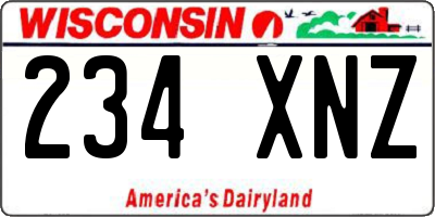 WI license plate 234XNZ