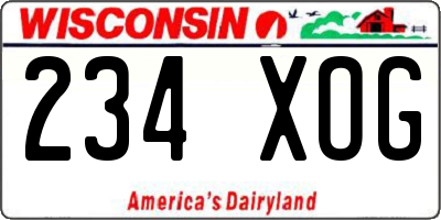 WI license plate 234XOG