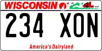 WI license plate 234XON