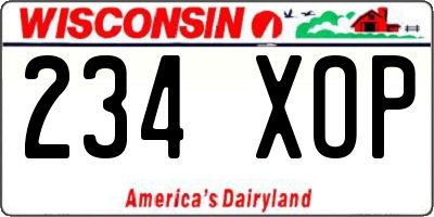 WI license plate 234XOP